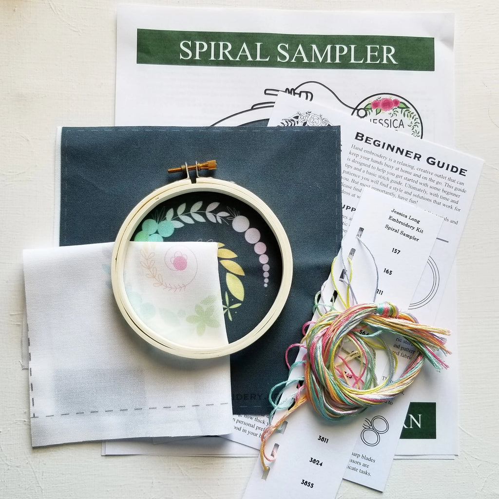 Jessica Long Embroidery: Spiral Sampler Beginner Embroidery Kit