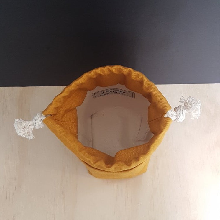 honey coloured mini drawstring bag