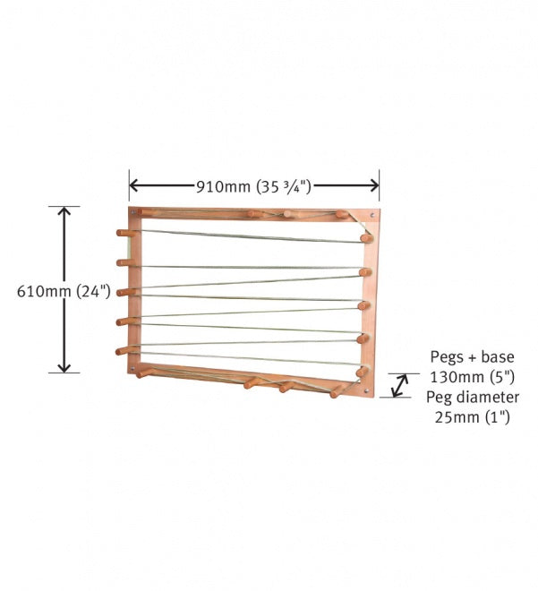 warping frame holding yarn