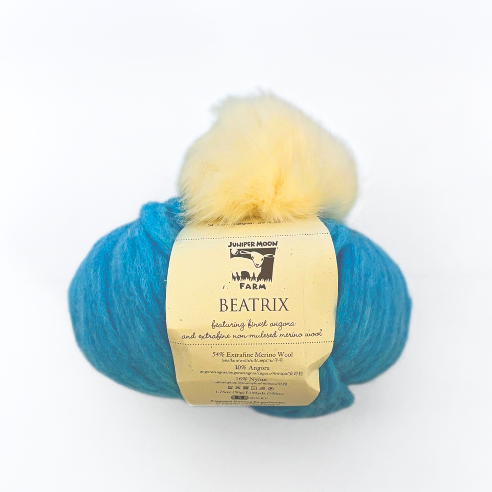 Azure w/ Small Ivory pompom