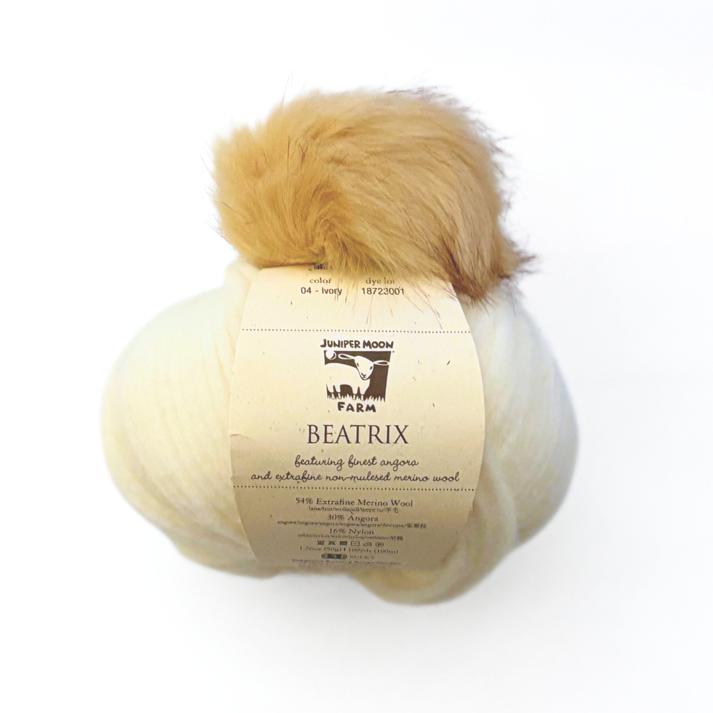 Ivory w/ Small Tan pompom