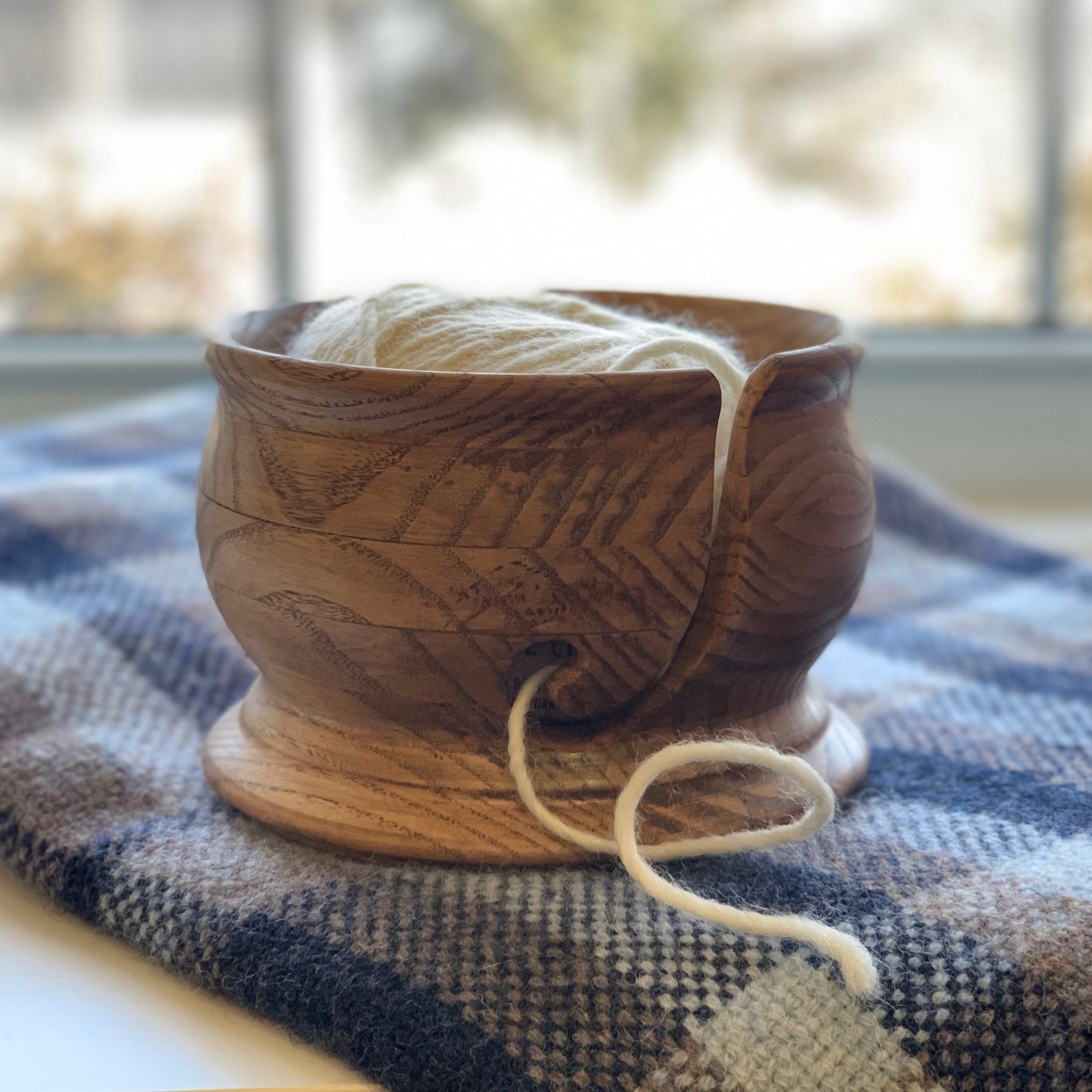 Handmade Wooden Yarn Bowl Round Wool Storage