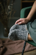 light and dark grey colourwork sock slippers
